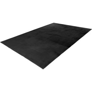 Lalee Loft - Vloerkleed - Tapijt – Karpet - laagpolig - Superzacht - effen Fluffy - wasbaar - met antislip- rabbit- 160x230 cm Antraciet grafiet