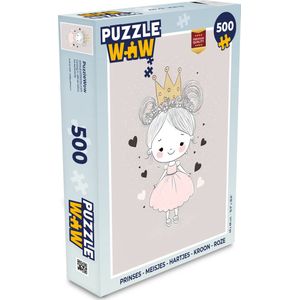 Puzzel Prinses - Meisjes - Hartjes - Kroon - Roze - Legpuzzel - Puzzel 500 stukjes