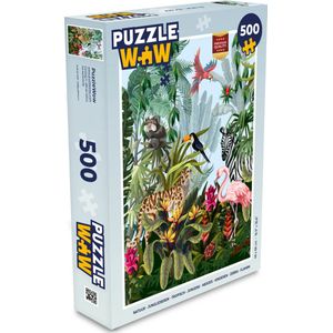 Puzzel Jungle - Natuur - Jongens - Meisjes - Kinderen - Zebra - Flamingo - Legpuzzel - Puzzel 500 stukjes