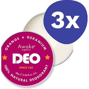 Awake Organics Space Cat Natural Deodorant Sinaasappel & Geranium (3x 58ml)