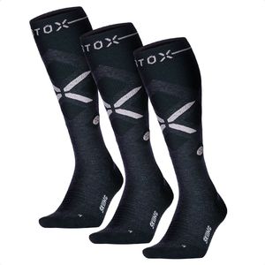 STOX Energy Socks - 3 Pack Skisokken voor Vrouwen - Premium Compressiesokken - Kleur: Donkerblauw/Roze - Maat: Large - 3 Paar - Voordeel
