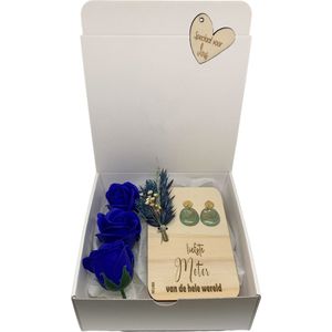 Geschenkbox liefste METER | blauw | hartje | droogbloemen | liefste meter | meter vragen | meter worden | peettante vragen | peettante worden | cadeau  | geschenkdoos | giftbox