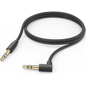 Hama Aux-kabel - 3,5mm jack - 3,5mm jack kabel - Aux aansluiting - Haakse stekker - Compatibel met standaard 3,5mm audio-aansluitingen - Vergulde stekker - 1 meter - Zwart