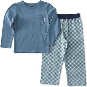 Little Label Pyjama Jongens - Maat 110-116 - Groenblauw, Aqua - Zachte BIO Katoen