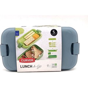 Curver Lunch&Go - Vershouddoos - Lunchbox - Inclusief Bestek - 2/3 Compartimenten - Licht Blauw