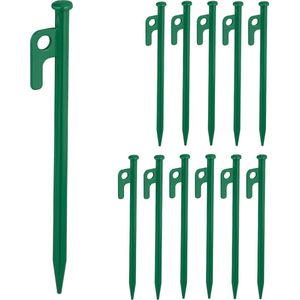 Relaxdays rotspennen - set van 12 - tentharingen - harde ondergronden - 20 cm - stevig - groen