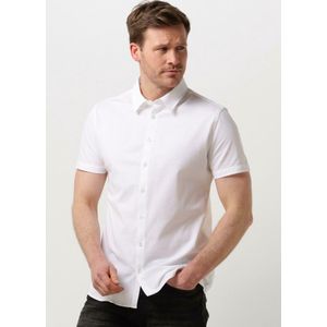 PURE PATH Pique Shortsleeve Button Up Shirt Heren - Vrijetijds blouse - Wit - Maat M
