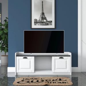 TV-Meubel Marmer Look van hout - 120x40x45 cm - TV Kast met rekken - Zwart - Houten meubilair - TV unit