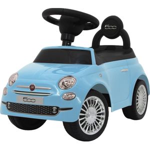 Eco Toys - Fiat 500 Loopauto - Blauw - Met Dashboard, Claxon & Opbergruimte - Vanaf 12 Maanden - Max. 25 kg