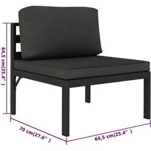 The Living Store Aluminium Loungeset - Modulair Design - Antraciet - 120 x 60 x 66 cm - Inclusief kussens - Montage vereist - The Living Store