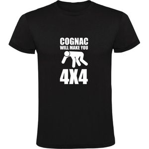 Cognac will make you 4x4  Heren T-shirt | drank | alcohol | sterke drank | Zwart