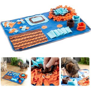 Cheqo® Interactieve Snuffelmat Voor Honden - Speelmat met Spellen - 75 x 50 cm - Stimuleert Intelligentie en Vaardigheden - Anti-Slip - Honden Speelgoed - Speelgoed Voor Hond en Kat - Hondenpuzzel - Wasbaar - Likmat - Hondenspeeltjes - Puppyspeelgoed