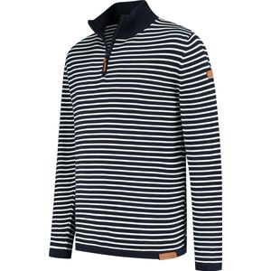 Travelin' Outdoor Jumper Nacka - Gestreepte Herentrui - Dun gebreid - Navy Blauw Wit