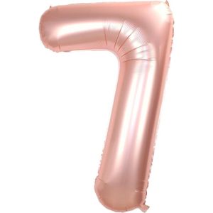 Folie Ballon Cijfer 7 Jaar Rosé Goud 70Cm Verjaardag Folieballon Met Rietje