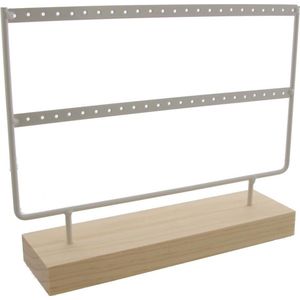 Sieradenhouder - Display voor Sieraden - Oorbellenrek - Hout en Metaal - 27x22x7 cm - Wit