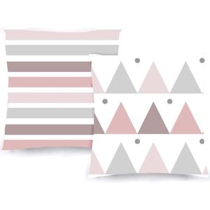 Kussenhoezen 50 x 50 cm, decoratieve kussenhoezen (2 stuks) voor slaapbank stoel woonkamer slaapkamer zacht modern katoen met onzichtbare ritssluiting (noords roze)