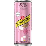 Schweppes Pink Tonic frisdrank, sleek blik van 33 cl, pak van 24 stuks