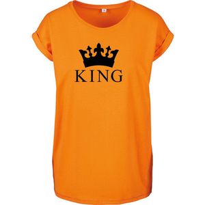 T-Shirts Dames King-Oranje - Zwart-L