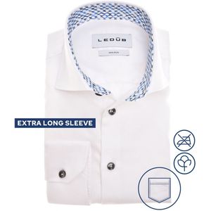 Ledûb overhemd modern fit extra lange mouwen wit