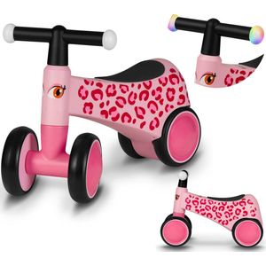 Lionelo Sammy - Loopfiets - Balance Bike - 1 tot 3 jaar - Handvatten met verlichting - Kleurrijke diermotieven - Jongens en Meisjes