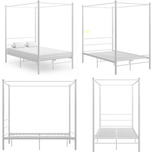 vidaXL Hemelbedframe metaal wit 120x200 cm - Bedframe - Bedframe - Bed Frame - Bed Frames