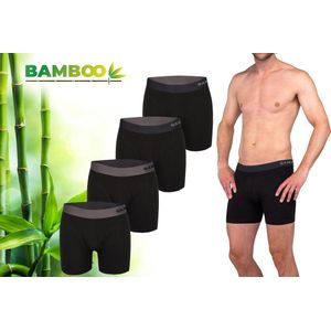 Bamboo Elements - Boxershort Heren - Bamboe - 4 Stuks - Zwart - XXL - Ondergoed Heren - Heren Ondergoed - Boxer - Bamboe Boxershorts Voor Mannen