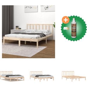 vidaXL Bedframe massief grenenhout 140x190 cm - Bed - Inclusief Houtreiniger en verfrisser