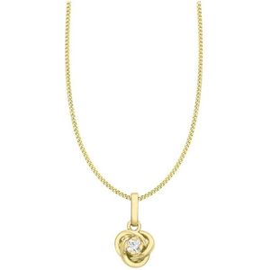 Lucardi - Dames Ketting met Hanger Knoop - Goudkleurig - 9 Karaat - 46 cm