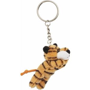 Pluche Tijger knuffel sleutelhanger 6 cm - Speelgoed dieren sleutelhangers - Kleine knuffeltjes