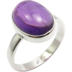 Natuursieraad -  925 sterling zilver amethist ring maat 18.25 mm - boho edelsteen sieraad - handgemaakt