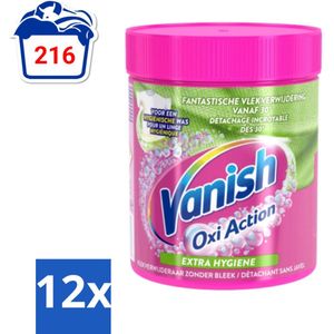 Vanish Oxi Action - Extra Hygiene - Vlekkenverwijderaar Poeder - Zonder Bleek - Gekleurde Was - 470 Gram - Voordeelverpakking - 12 stuks