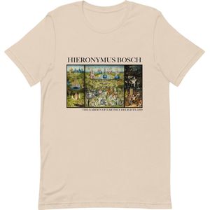 Hieronymus Bosch 'De Tuin der Lusten' (""The Garden of Earthly Delights"") Beroemd Schilderij T-Shirt | Unisex Klassiek Kunst T-shirt | Soft Cream | XL