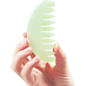 Jade Massage Comb - Handmade Anti-Static Hair Beard Wide Tooth Comb for Scalp Massage - Gua Sha Scraping Therapy Tool for Relaxation - Facial Tools