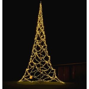 Lumedi - Kerstboom - Vlaggenmast Verlichting - 1000cm - 2000 Warm Wit Led Lampjes - Afstandsbediening - Voor Buiten