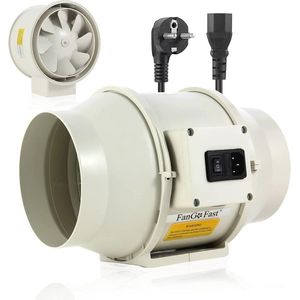 Buisventilator 125 mm Inline Ventilator voor Rookafzuiging en Ventilatie - Stil en Efficiënt met IEC Stopcontact