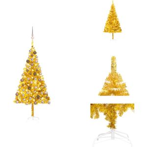 vidaXL Kunstkerstboom Goud - 180 cm - LED-verlichting - Incl - Kerstballen en Piek - Decoratieve kerstboom