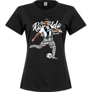Ronaldo Script Dames T-Shirt - Zwart - M