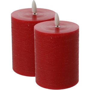 Cepewa LED kaars - 2x - rood - D7,5 x H10 cm -met timer