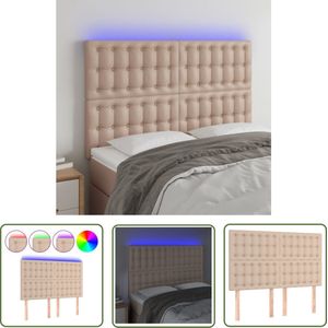 The Living Store Hoofdeind LED-hoofdbord - 144 x 5 x 118/128 cm - Cappuccino