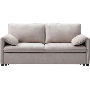 Vente-unique Driezitsslaapbank van beige stof met textuur ALPARETO