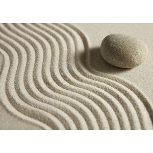 Dibond - Zen - Steen / stenen in wit / beige / bruin  - 80 x 120 cm.