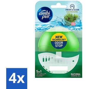 Ambi Pur - Toiletblok - Starterkit 5in1 - Tea Tree & Den - Toiletblok - 55 ml - Voordeelverpakking - 4 stuks