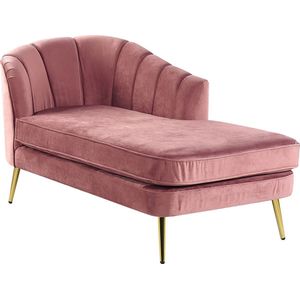 Chaise longue fluweel roze linkszijdig ALLIER