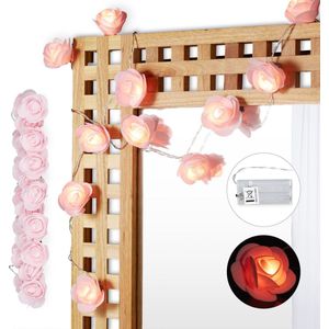 Relaxdays 2 x rozen lichtsnoer - lichtslang - lichtketting - bloemen - LED verlichting