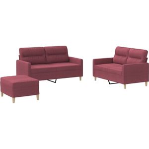 vidaXL Loungeset - 3-delig - Wijnrood - Inclusief Kussens Loungebank - Tuinmeubelen - Buitenleven - Lounge Set - Terras Meubilair - Rood