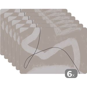 Placemat - Abstract - Lijn - Design - Pastel - Tafel - Onderleggers - 45x30 cm - 6 stuks
