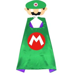 Luigi - Verkleedkleding - Mario- Cape - Super Mario - Groen - Masker - Luigi kostuum - Carnaval - Verkleedpak Kinderen - Mario Wonder