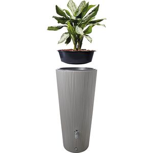 Graf regenton Vaso Decor 220 L- grijs-met kraantje-met vulautomaat voor rechthoekige regenpijp
