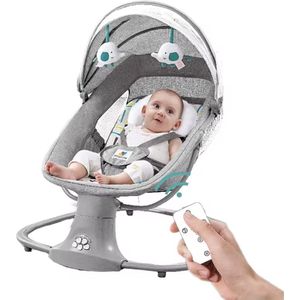 J&R Elektrische Wipstoel - Wipstoel - Babystoel - Baby Swing - Schommelstoel - Elektrisch - Afstandsbediening - Bluetooth voor muziek - Grijs