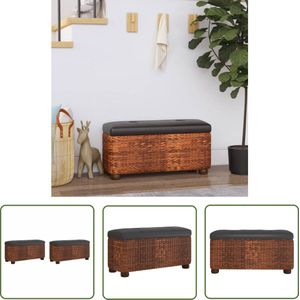 The Living Store Opbergbankjes 2 st met bruin kussen 69 cm kattenstaart - Opbergbank - Bankstel - Kast - Multifunctioneel Meubel - Bruine Bank